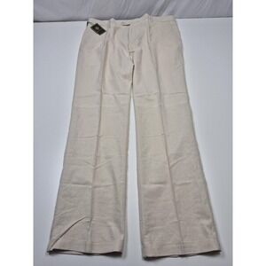 Giorgio Inserti Dress Pants Mens 42x34 Beige Oatmeal Linen Pleated Straight NWT
